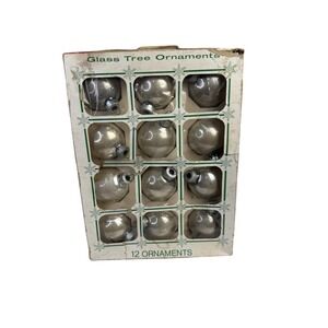 Vintage 50s Marathon Franke Silver Glass Christmas Tree Ornaments Silver